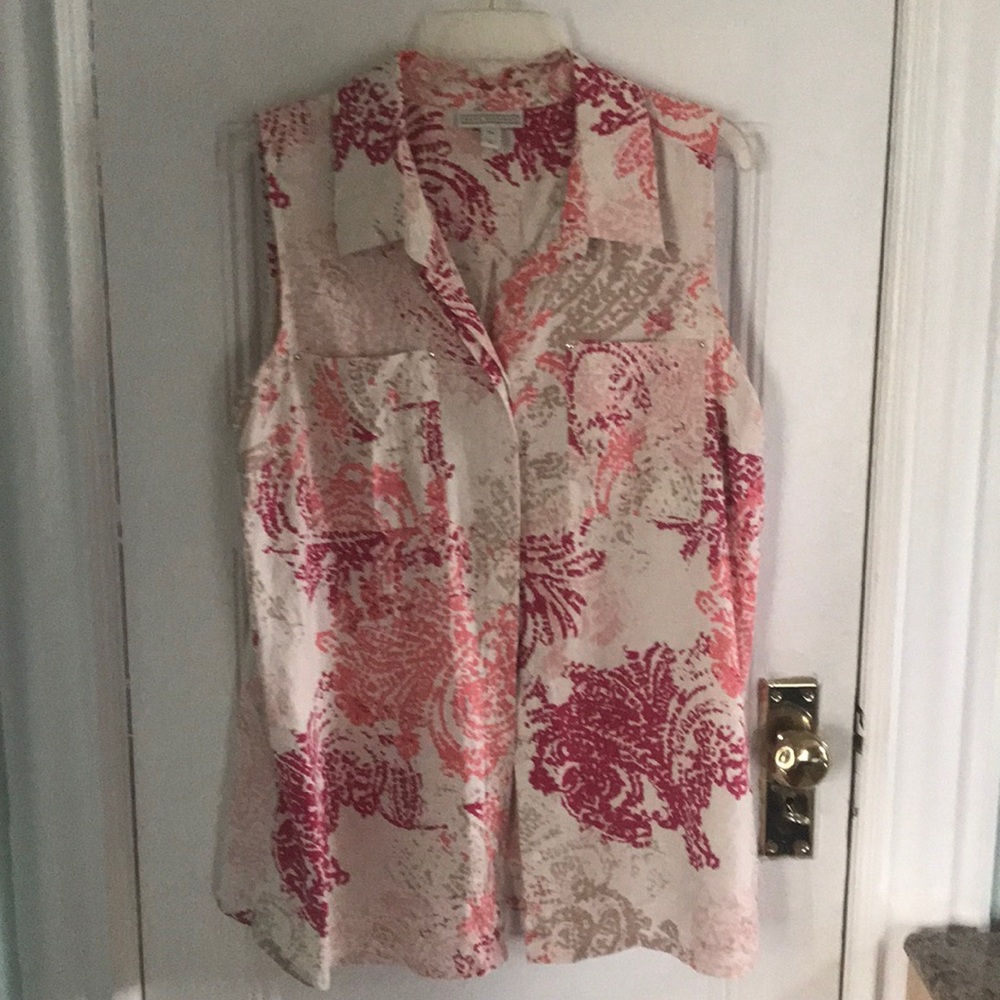 Dana Buchman button down sleeveless shirt (3)